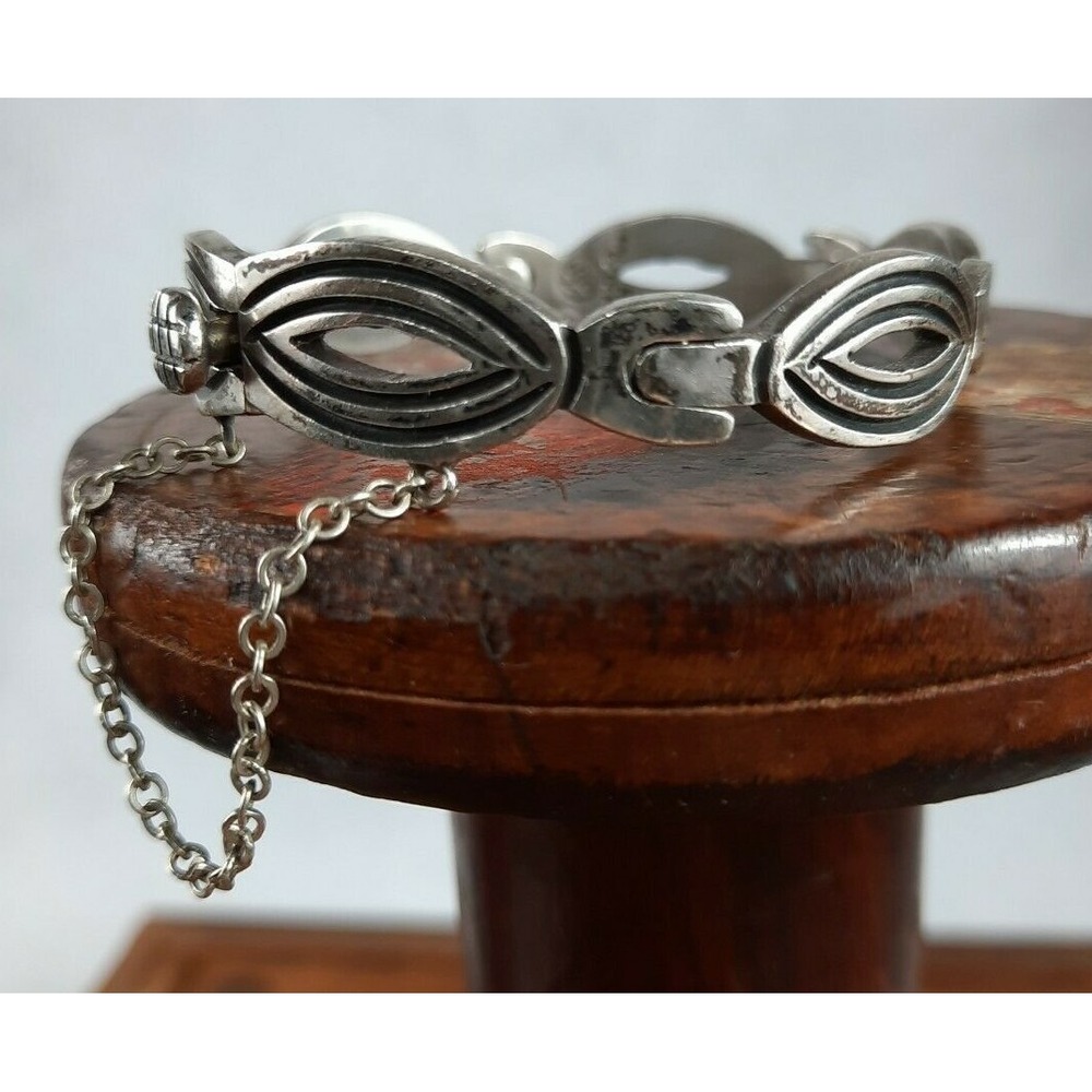 Vintage Taxco Eagle 3 Mexico JS 925 Sterling Silver Geometric Link Bracelet